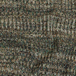 Green, Beige and Total Eclipse Mottled Chunky Wool Rib Knit
