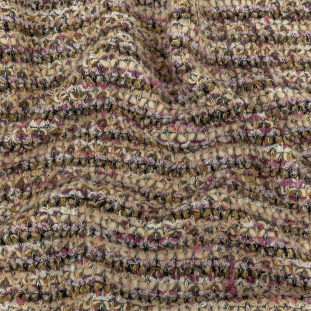 Olive, Buttercream and Lavender Striped Boucle Wool Knit