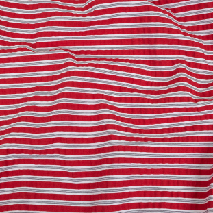 Red, Black and White Stripes Cotton Seersucker