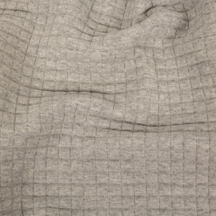 Italian Heathered Light Gray Square Quilted Cotton Knit