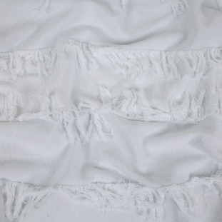 Italian White Cotton Canvas with Fringe Stripes