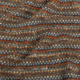 Pumpkin, Slate and Metallic Gold Striped Chunky Cotton and Wool Knit