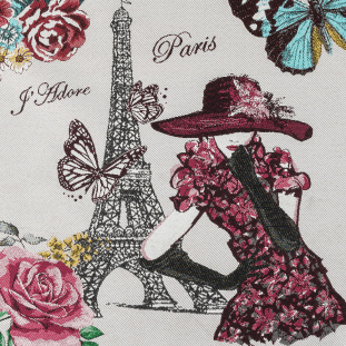 French Pearl and Pink J'Adore Paris Cotton Blend Oversized Square Patch - 18.875"