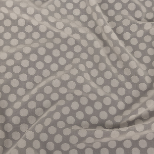 Famous Australian Designer Pearl Polyester Chiffon with Burnout Polka Dots
