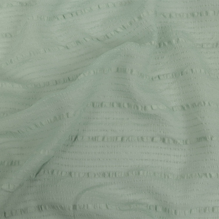 Famous Australian Designer Sage Striped Silk Seersucker Georgette