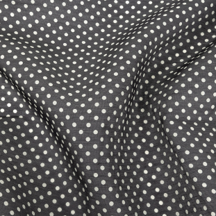 Famous Australian Designer Black Onyx and Snow White Polka Dotted Linen and Silk Organza