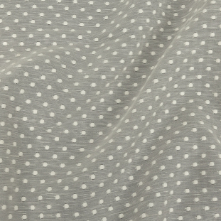 1 Yard of Famous Australian Designer Snow White Embroidered Dots Silk and Linen Scrim