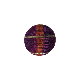 Deep Purple, Orange and Glitteratti Lurex Striped Fabric Covered Rayon Blend Sew On Button - 24L/15mm
