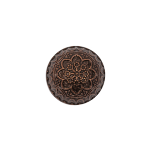 Old Copper Floral Classical Dome Shaped Metal Coat Button - 24L/15mm