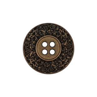 Italian Bronze Floral Metal Button - 36L/23mm