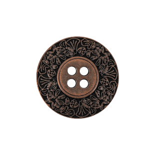 Italian Copper Floral Metal Button - 36L/23mm