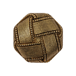 Italian Matte Gold Plated Faux Woven Shank Back Button - 44L/28mm