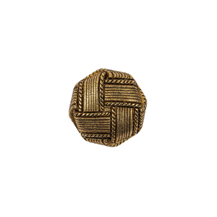 Italian Matte Gold Plated Faux Woven Shank Back Button - 24L/15mm