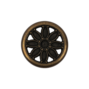 Italian Bronze Floral Shank Back Button - 36L/23mm