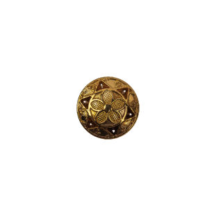 Italian Gold Floral Shank Back Button - 18L/11.5mm