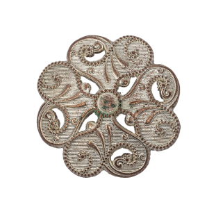 Italian Silver Copper Floral Shank Back Button - 44L/28mm