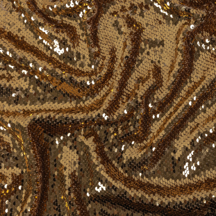 Milly Reflective Gold Paillette Sequins on Beige Stretch Jersey