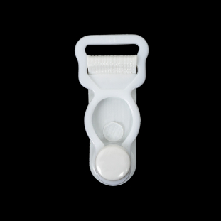 White Non-Detachable Plastic Garter Clip for 3/8" Strap