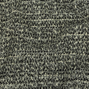 Alvin Valley Cannoli Cream, Black and Metallic Silver Boucled Wool Tweed