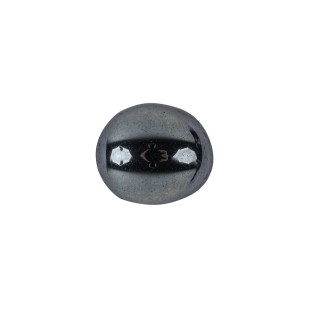 Hematite Dome Shaped Oval Self Back Button - 24L/15mm