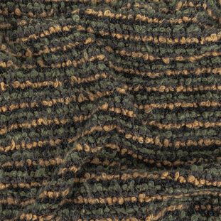 Desert Sage, Beige, and Black Onyx Striped Loopy Wool Knit