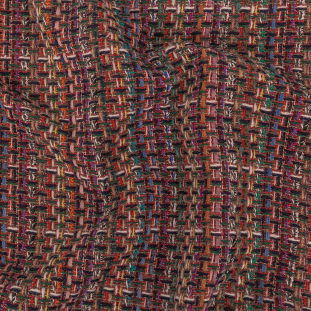 Italian Raspberry Sorbet Multicolor Blended Wool Tweed