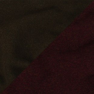 Olive Green and Heathered Wine Red Double Cloth Wool Knit