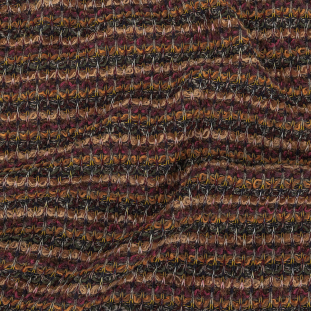 Caramel, Mulberry, and Forest Green Striped Chenille Sweater Knit