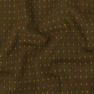 Olive, Ceylon Yellow and Chili Oil Diamonds Brushed Blended Cotton Jacquard
