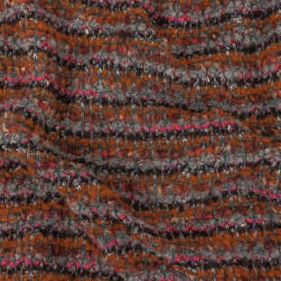 Italian Pumpkin, Drizzle, and Fandango Pink Striped Wool Boucle Knit