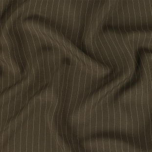 Italian Dusty Olive and White Pinstriped Rayon Crepe