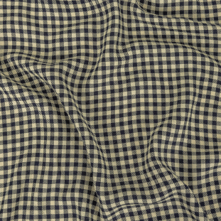 Italian Navy and Antique White Shepherd's Check Rayon Twill