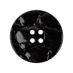 Italian Glossy Midnight Brown Abstract Molded 4-Hole Faux Leather Button - 44L/28mm