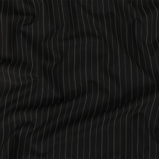 Liz Claiborne Jet Black and Beige Pinstriped Stretch Polyester Suiting