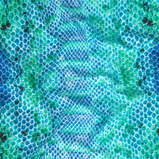 Blue and Teal Python Caye UV Protective Compression Swimwear Tricot with Aloe Vera Microcapsules