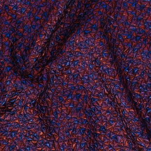 Mood Exclusive Metallic Royal Blue and Red Tactile Triangles Luxury Brocade
