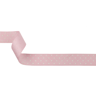 Parfait Pink and White Polka Dots Grosgrain Ribbon - 1"