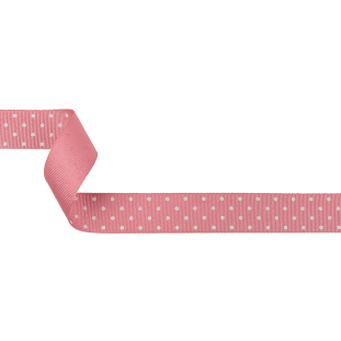 Flamingo Pink and White Polka Dots Grosgrain Ribbon - 1"