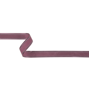 Purple Woven Ribbon with Navy and White Stitched Border - 0.625"
