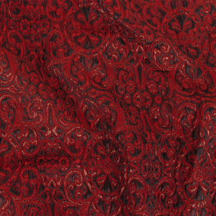 Italian Metallic Red and Black Classical Swirls Brocade