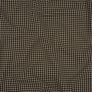 Blackstone and Beige Houndstooth Stretch Cotton Jersey