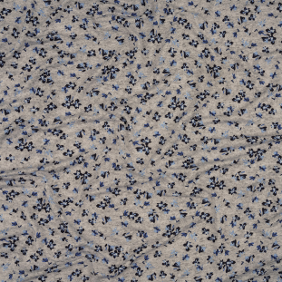 2 Yards of Heathered Gray and Blue Floral Stretch Rayon Jersey