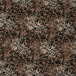 Black, Tan and White Cheetah Spots Cotton Jersey