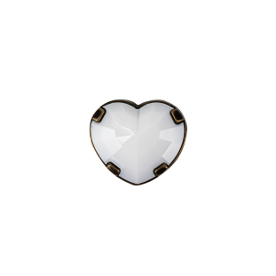 Italian White and Bronze Faceted Heart Shaped Shank Back Button - 22L/14mm