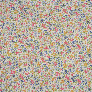 Pink, Yellow and Deep Ultramarine Wildflowers Cotton and Rayon Jersey