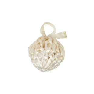 Vintage Off White Crocheted Raffia Pom-Pom Applique - 0.75&quot;
