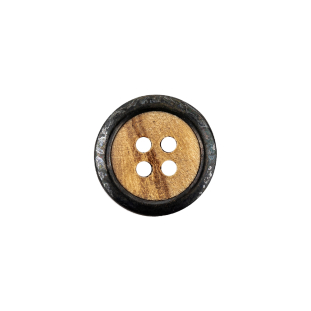 Portuguese Natural Wood Set-in Gunmetal 4-Hole Button - 24L/15mm