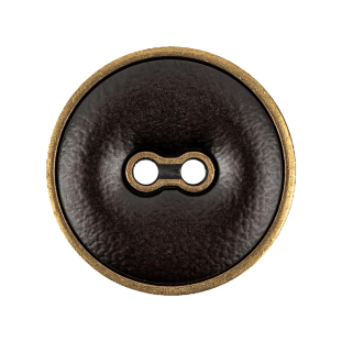 Italian Seal Brown and Brass Metal and Leatherette Button - 44L/28mm