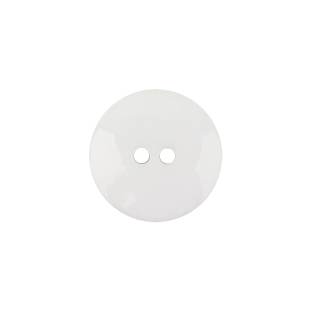 Italian White Low Convex 2-Hole Plastic Button - 28L/18mm
