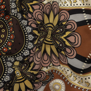 Brown, Black and Potter's Clay Paisley Silk Crepe de Chine